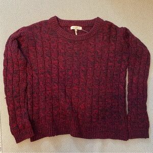 Sandro Deep Red Cable Knit Sweater